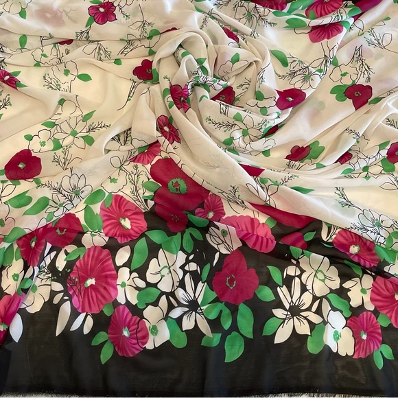 Floral Print Multicolor Chiffon Sheer Fabric - Picture 4 of 5